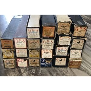 Antique QRS Player Piano Word Rolls Lot of 22 All Original Boxes Labeled As Is